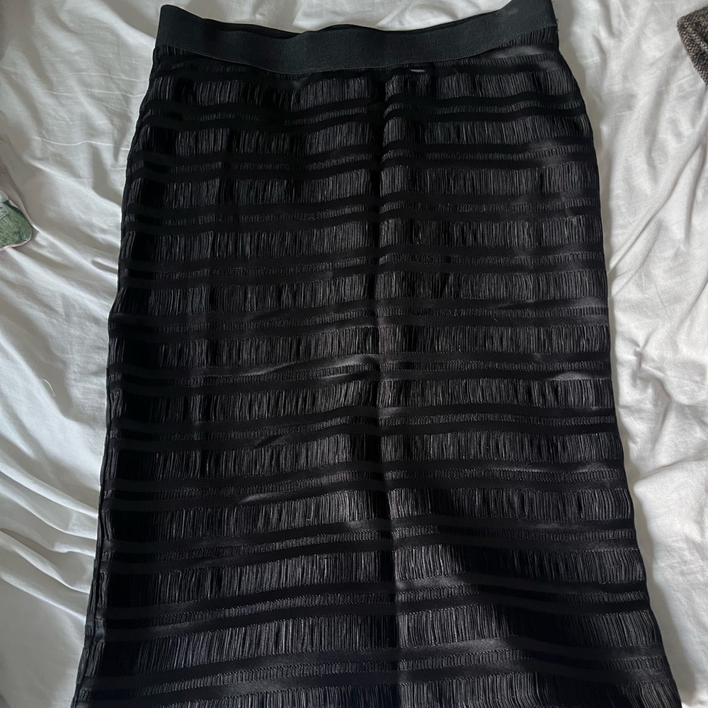 Bobeau Black Textured Pencil Skirt